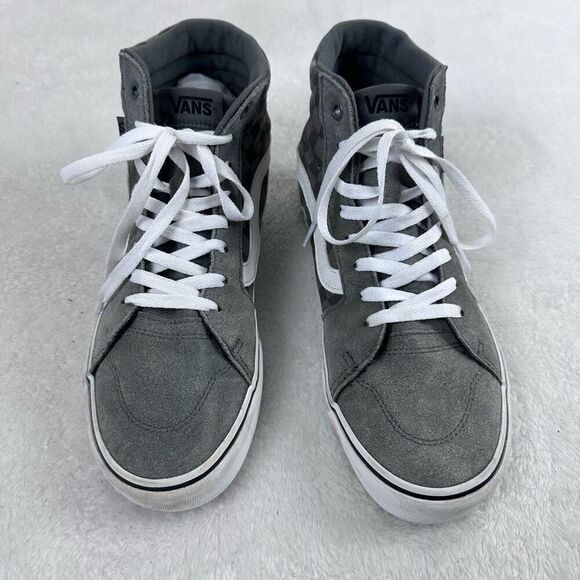 Vans Men's 8.5 Filmore High Top Skate Sneakers Gray Checkerboard Lace Up Grunge - Picture 8 of 9